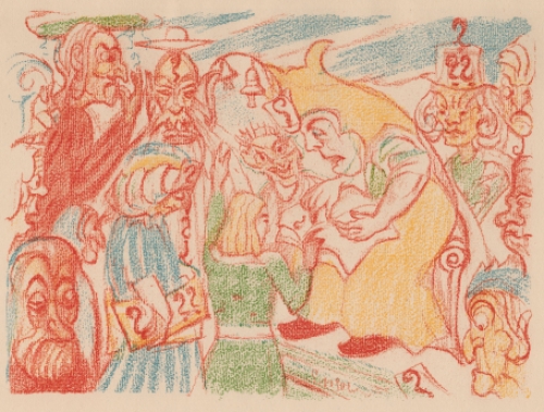 Gekleurde ets van James Ensor uit Scènes de la vie du Christ