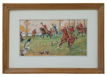 James Thiriar met een gouache voor Liebig Chromo s