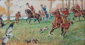 James Thiriar met een ontwerp voor een Liebig Chromo