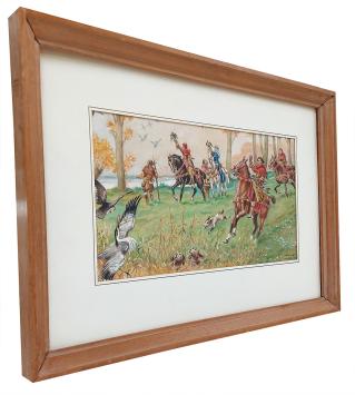 Gouache, La Fauconnerie  voor een Liebig chromo