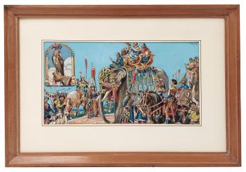 James Thiriar met een kunstwerk voor Liebig Chromo s