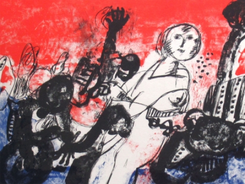 Jan Cobbaert met een kleurrijke lithografie