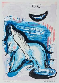 Jan de Bruin met een kunstwerk uit 2001