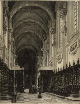 Jan De Cooman  met een ets van de kerk van Averbode