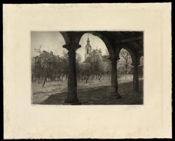 de Belgische etser Jan De Cooman met een grote ets