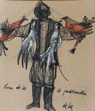 Jan De Lee met een kunstwerk op papier