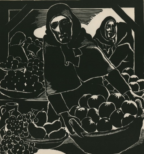 Linocut van de Belgische kunstenaar Jan Frans Cantré uit Gent