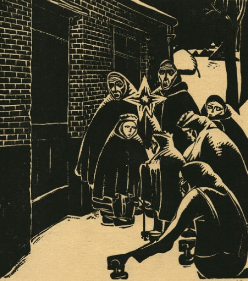 Woodcut van de Belgische kunstenaar Jan Frans Cantré uit Gent