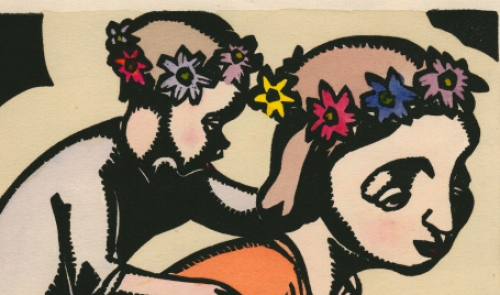 Woodcut van de Belgische kunstenaar Jan Frans Cantré uit Gent