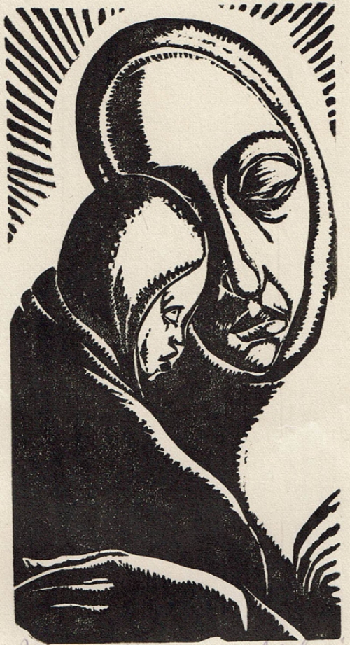 Woodcut van de Belgische kunstenaar Jan Frans Cantré uit Gent