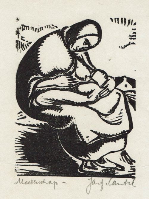 Woodcut van de Belgische kunstenaar Jan Frans Cantré uit Gent