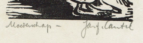 Gesigneerde linosnede van JF Cantré