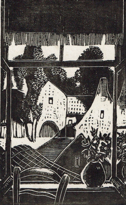 Woodcut van de Belgische kunstenaar Jan Frans Cantré uit Gent