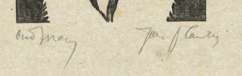 Woodcut van de Belgische kunstenaar Jan Frans Cantré uit Gent