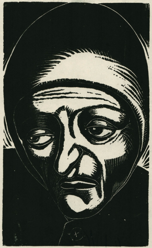 Woodcut van de Belgische kunstenaar Jan Frans Cantré uit Gent