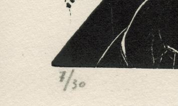 Jan Frans Cantré met een houtdruk uit 1930