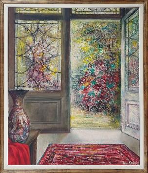 Ignace Kennis met een olieverfschilderij