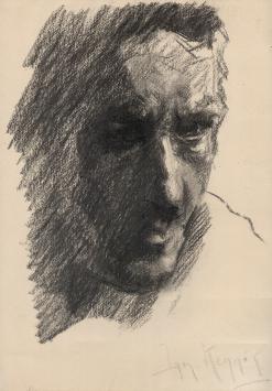 Ignace Kennis met een tekening van mannenportret