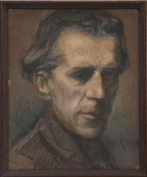 Ignace Kennis met een pasteltekening