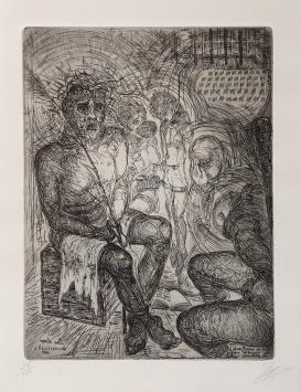 Belgische etserJan Keustermans met een ets