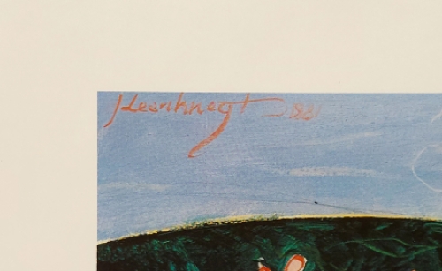 Jan Leenknegt met een kunstwerkje op papier