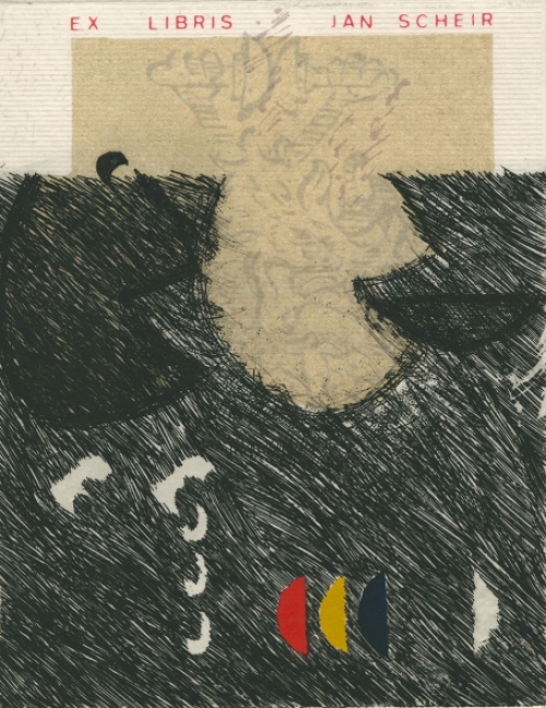 Jan Scheir met een ex libris