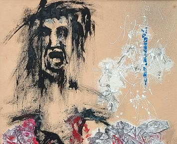 Jan Vaerten met een gemengde techniek uit 1973