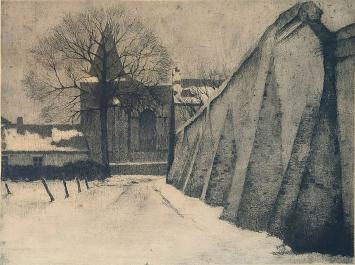 Ets van de Brusselse kunstenaar Jan Van Looy