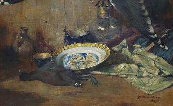 Stilleven, Vanitas zeemeeuw en porseleinen bord 1946