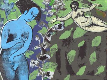 Gesigneerde grafiek van de Belgische graficus J. Vanriet