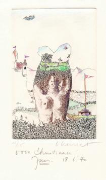 Gesigneerde grafiek van de Belgische graficus J. Vanriet