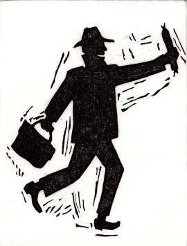 Jan Vanriet met een ets uit 1998