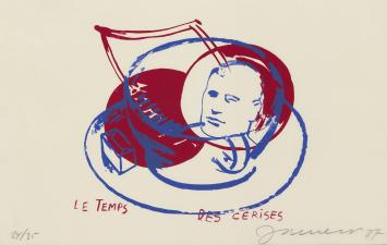 Kunstwerk op papîer van de  Belgische kunstenaar Jan Vanriet uit 1987