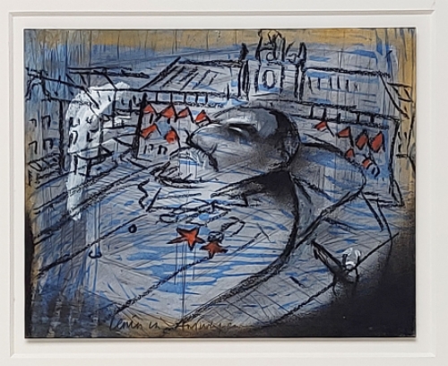 kunstwerkje op papîer van de  Belgische kunstenaar Jan Vanriet