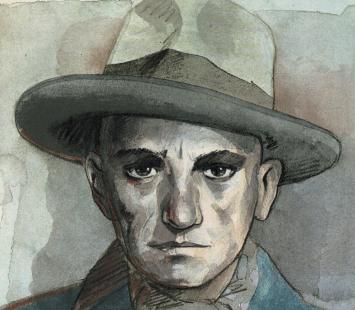 De Belgische graficus Jan Vanriet met Majakovsky