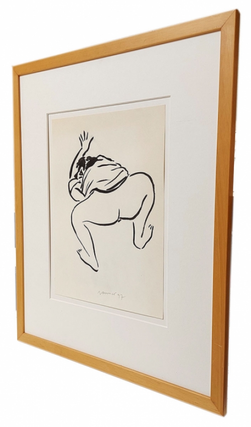 Naakt bukkende vrouw die zich ...  1997