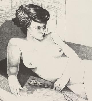 Litho, Naakt Jan Vanriet met een werk uit 1978