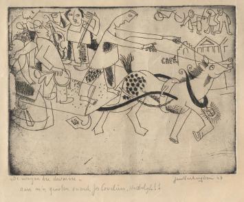 Gesigneerde ets van Jan Verheyden uit 1947