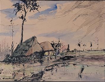 Tekening van de illustrator Jan Waterschoot