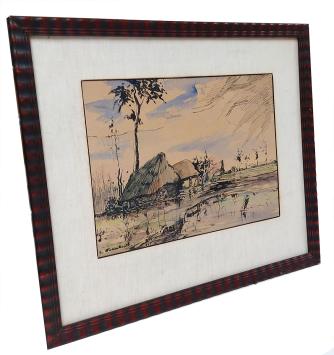 Oude hoeve aan het water