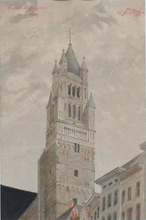 Waterverfschilderij van de Belgische kunstenaar Jean Baes