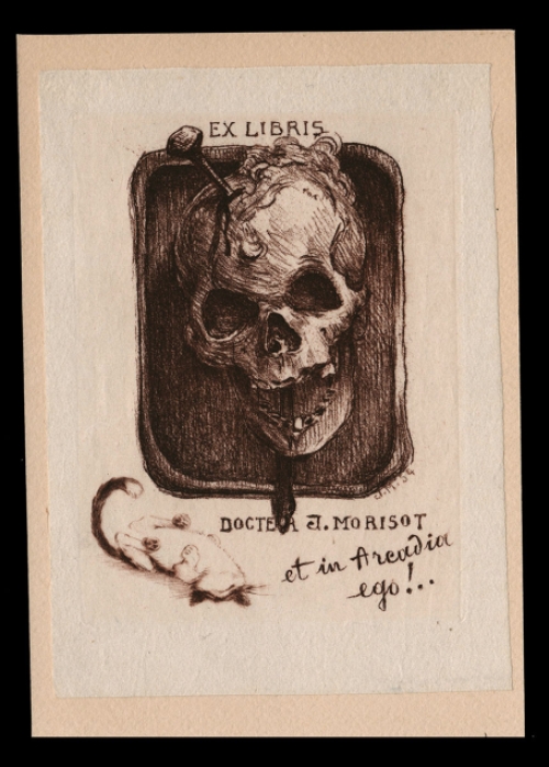 ex libris (schedel) van Jean de Sauteval of Dr. Jean Morisot