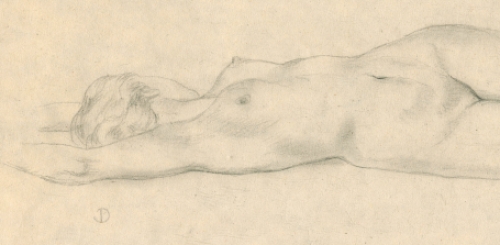 Naakttekening van de Belgische kunstenaar Jean Donnay