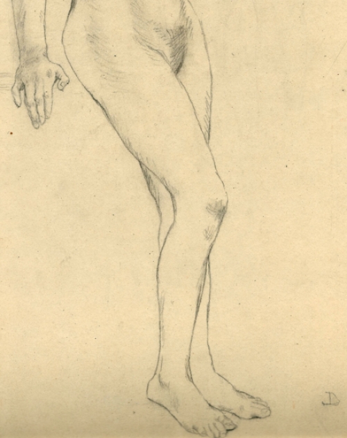 Studieschets, Staande naakte dame met wipneusje