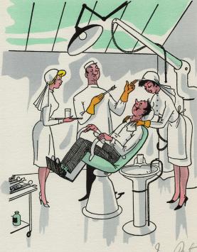 De Belgische kunstenaar Jean Dratz met een litho