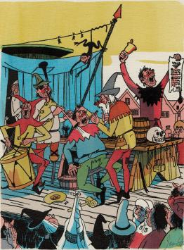 De Belgische kunstenaar Jean Dratz met een litho