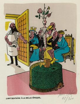 Litho van Jean Dratz, tandartsen door de eeuwen heen