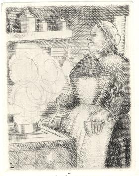 Jean Émile Laboureur  met een grafisch kunstwerk