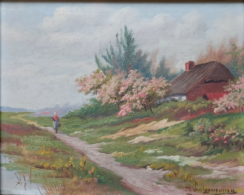 Schilderij door de Belgische kunstenaar Jef Louis Van Leemputten