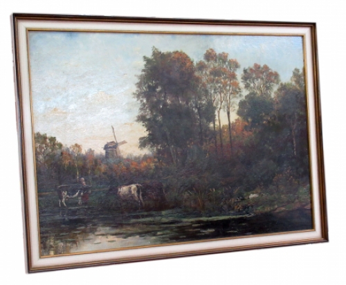 Idyllisch landschap aan het water 1918